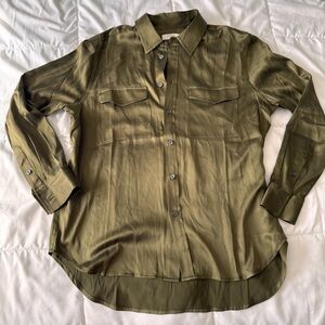 Billy Reid Silk Forest Green Utility Shirt
